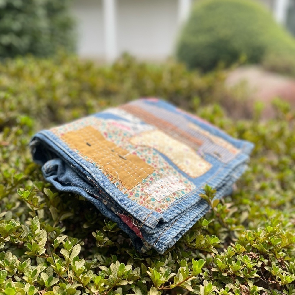 We The Free FP reworked Upcycled patchwork flare soft denim jeans size 31